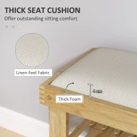 HOMCOM Bamboo Shoe Storage Bench, 3-Tier Shoe Bench with Seat Cushion, Shoe Rack for Entryway, Hallway, Living Room, Bedroom, Cream White(m-4)