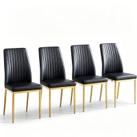 Lot de 4 chaises de salle à manger, design élégant et glamour, structure en métal, 43,00x42,50x92,50 cm, Noir+Doré(m-2)