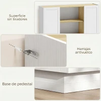 HOMCOM Aparador Moderno con 2 Estantes Abiertos y 2 Puertas de Cierre Suave para Comedor Salón 133x35x79,7 cm Natural y Blanco(m-6)