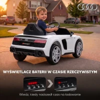 AIYAPLAY Elektryczny samochód dla dzieci 12V z pilotem, akumulatorem litowym, 2 silniki, miękki start, tylne zawieszenie Biały(m-8)