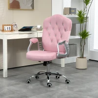 Vinsetto Velvet-Feel Work Chair, with Diamante Back - Pink(m-10)