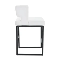 Lot de 2 tabourets de bar style nordique, structure métallique robuste avec pieds argentés, 48x53.3x91.4 cm, Blanc+Noir(m-11)