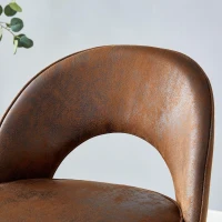Tabouret de bar pivotant 360°, dossier ajouré design, piètement métal, 47,40x44,00x92,00 cm, Marron+Noir(m-6)