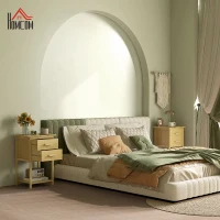 HOMCOM Set 2 Comodini con 2 Cassetti e Ripiano Inferiore in stile Nordico, in Bambù, 40x34x60 cm(m-2)
