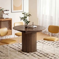 HOMCOM Tavolo da Pranzo Allungabile per 6-8 Persone, 110-150 cm, Tavolo da Cucina Ovale con Piedistallo Centrale Rotondo, Noce(m-4)