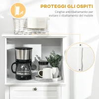 HOMCOM Mobile Cucina per Microonde con Cassetto e Armadietto 2 Ante, 60x40x122.5 cm, Bianco(m-7)