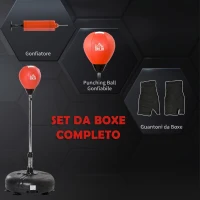 HOMCOM Sacco da Boxe ad Altezza Regolabile, Guanti Inclusi, in PE e Metallo, 45x45x133-151cm, Rosso(m-5)