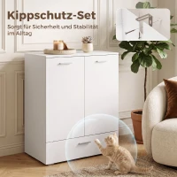 HOMCOM Modernes Sideboard, freistehender Aufbewahrungsschrank mit Schublade und verstellbarem Einlegeboden, Weiß(m-7)