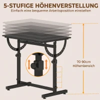 HOMCOM Tekentafel, in hoogte en hoek verstelbaar, met antisliprand, zwart(m-5)