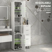 kleankin Mobile Bagno Alto Slim 181.5cm con Ripiani Aperti e 2 Armadietti, 30x30x181.5 cm, Bianco(m-5)