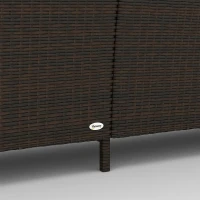 Outsunny 3 Seater Rattan Garden Sofa, PE Wicker Outdoor Sofa Wide Deep Seat, 4" Cushions, Wood-Effect Armrests Legs, Brown(m-13)