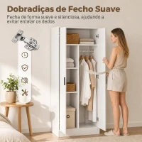 HOMCOM Roupeiro Moderno para Quarto com Barra para Pendurar e Prateleiras 70x37x164 cm Branco(m-6)