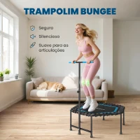 SPORTNOW Trampolim Fitness 114x114x132 cm com Guiador Ajustável em 3 Níveis Estrutura de Aço para Treino de Perna Corpo Azul(m-5)
