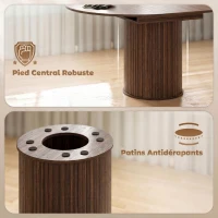 HOMCOM Table à Manger Extensible pour 6 à 8 Personnes, 110-150 cm, Table de Cuisine Ovale avec Piètement Central Rond, Noyer(m-6)
