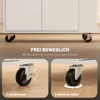 HOMCOM Keukentrolley met lade, kastvak, kruidenrek, handdoekstang,  82 x 38 x 86,5 cm, Wit/Eiken(m-6)