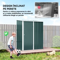 Outsunny Căsuță de Grădină din Oțel pentru Depozitare cu Sistem de Blocare, 161,5x94,5x196cm, Verde(m-6)