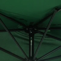Outsunny Demi parasol parasol de balcon 5 entretoises métal cheminée incluse 2,93 x 1,5 x 2,49 m polyester haute densité vert(m-9)