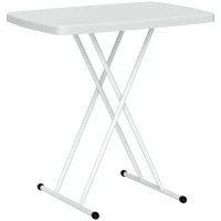 Outsunny Tavolino da Giardino Pieghevole con Altezza Regolabile, Metallo e HDPE, Bianco(m-1)