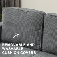 HOMCOM Small Two-Seater Corduroy Sofa - Grey(m-6)