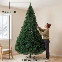 HOMCOM Brad de Crăciun de tip molid 270 cm cu crengi articulate 2418 vârfuri din PVC ignifug montaj rapid suport din oțel verde(m-3)