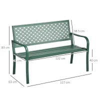 Outsunny 2-Seater Metal Garden Bench Outdoor Patio Loveseat for Porch(m-3)