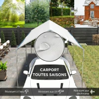 Outsunny Carport auvent pour voiture 595x294cm acier galvanisé robuste PE haute densité blanc(m-4)