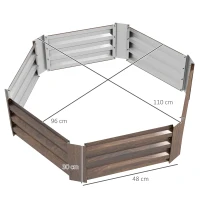Outsunny Letto per Orto Rialzato Esagonale in Acciaio Galvanizzato con Fondo Aperto, Marrone(m-3)