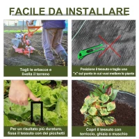 Outsunny Telo per Pacciamatura 50x1 m in PP Drenante e Traspirante per Orto, Serra e Giardino, Nero(m-4)