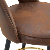 Tabouret de bar pivotant 360°, dossier ajouré design, piètement métal, 47,40x44,00x92,00 cm, Marron+Noir(m-10)