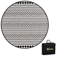 Outsunny Tapis rond pour l'extérieur Ø180 cm Tapis réversible avec bordure et sac de transport imperméable pour terrasse balcon(m-15)
