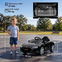AIYAPLAY Elektryczny samochód dla dzieci 12V z pilotem bateria litowa 2 silniki łagodny start tylne zawieszenie Czarny(m-3)