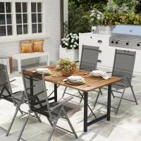 Outsunny Masă de grădină 160x90 cm din lemn de salcâm și oțel cu blat cu șipci, teak(m-10)