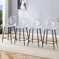 Lot de 4 tabourets de bar transparents, design moderne au look aérien, 51x45x102 cm, Noir(m-1)