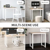 HOMCOM Computer Desk, Writing Table, 80 x 60 x 76cm Workstation for Home Office, Study with Metal Frame, Simple Assembly, White(m-6)