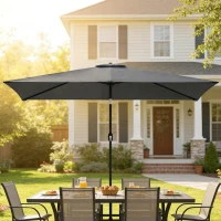 Outsunny Garden Parasol, Parasol Umbrella with Crank Handle, Tilt Function, Polyester Canopy, Dark Grey(m-8)
