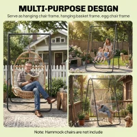 Outsunny Hammock Chair Stand Only 150KG Load Capacity for Indoor Outdoor, Black(m-5)