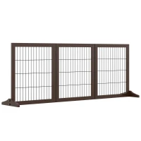 PawHut Cancelletto Pieghevole e Regolabile in Legno di Pino e Metallo con Base Stabile, per Cani e Cuccioli, 185x36x71cm(m-1)