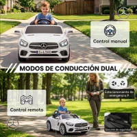 AIYAPLAY Coche Eléctrico de Niños Mercedes-Benz SL500 12V con Mando a Distancia 2,4G 2 Motores Suspensión Arranque Suave Blanco(m-10)