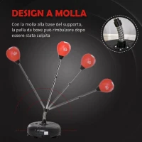 HOMCOM Sacco da Boxe ad Altezza Regolabile, Guanti Inclusi, in PE e Metallo, 45x45x133-151cm, Rosso(m-6)