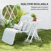 Outsunny Masă de Grădină Pliabilă cu Înălțime Ajustabilă, Metal și HDPE, Alb(m-5)
