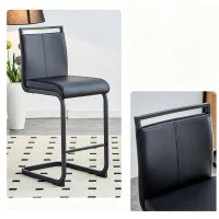 Lot de 2 tabourets de bar style nordique, design épuré et élégant avec piètement métal doré robuste, 39x46.5x96.5 cm, Noir(m-6)