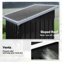 Outsunny 3.5 x 3 ft Outdoor Storage Shed with Sloping Roof, Lockable Door, 2 Vents and Gloves for Garden, Dark Grey(m-5)
