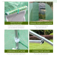 Outsunny Serre de Jardin Tunnel 12 m² 4L x 3l x 2H m Acier galvanisé renforcé + PE Haute densité fenêtres Porte Vert(m-6)
