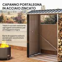 Outsunny Legnaia con Struttura in Acciaio Galvanizzato e Base rialzata, 240x 86x160cm, Nero(m-4)