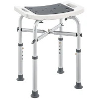 HOMCOM Tabouret de douche chaise de douche - assise rembourré et réglable, patins à ventouses antidérapants, en aluminium gris(m-1)