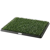 PawHut Honden Toilet 63 x 50,5 cm met 2 Wasbare Kunstgrasmatten voor Thuis of Balkon Zwart+Groen(m-10)