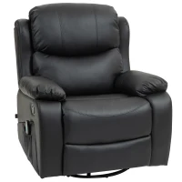 HOMCOM Poltrona Relax Reclinabile con 8 Punti Massaggianti, in Finta Pelle e Acciaio, 97x92x104 cm, Nero(m-1)