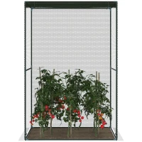 Outsunny Serre de jardin serre à tomates filet protection solaire porte zippée enroulable HDPE 120 x 120 x 180 cm vert foncé(m-8)