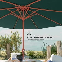 Outsunny 2.7 m Garden Parasol with Double Top Outdoor Market Table Umbrella with Crank System, Green(m-5)