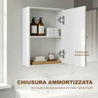 HOMCOM Mobiletto Bagno Pensile Sopra WC con Ripiano Regolabile e Anta, Bianco(m-7)